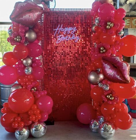Red Shimmer Wall Panel Glitter Sequin Backdrop Panel of 24 Shiny Backdrop for Party Event Background Foil Back Drop in Saudi Arabia
