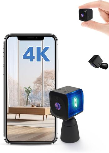 كاميرات صغيرة لأمن المنزل 4K HD WiFi تطبيق الكاميرا الداخلية للرؤية الليلية وكاميرا المراقبة in Kuwait