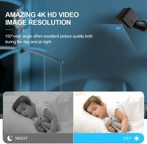 كاميرات صغيرة لأمن المنزل 4K HD WiFi تطبيق الكاميرا الداخلية للرؤية الليلية وكاميرا المراقبة in Kuwait