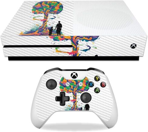 MightySkins Carbon Fiber Skin for Microsoft Xbox One S - Dedication | Protective, Durable Textured Carbon Fiber Finish | Easy to Apply, Remove, and Change Styles | Made in The USA in Saudi Arabia