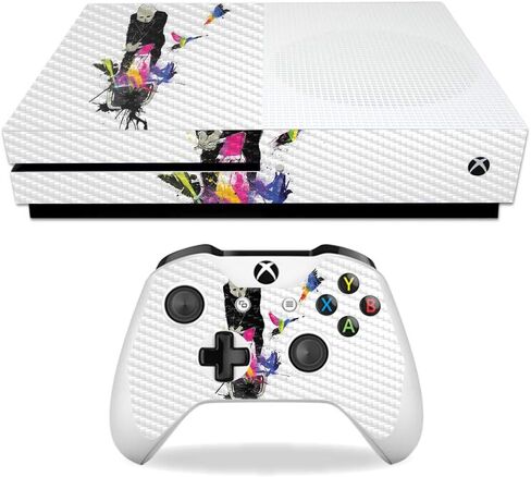 MightySkins Carbon Fiber Skin for Microsoft Xbox One S - Dedication | Protective, Durable Textured Carbon Fiber Finish | Easy to Apply, Remove, and Change Styles | Made in The USA in Saudi Arabia