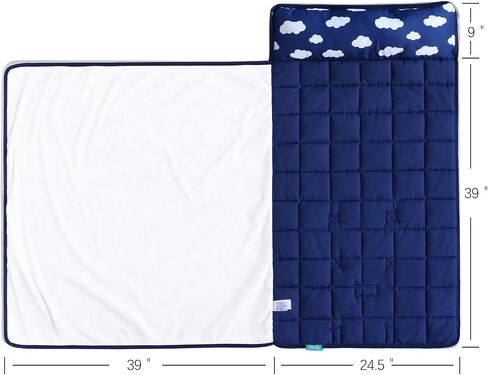 Nap Mat with Blanket for Regalo My Cot/Joovy Travel Cot, Grey | Super Soft & Skin Friendly, Kids Sleeping Mats/Sleeping Bag, For Preschool Daycare, Boys and Girls in Kuwait