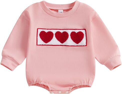 Kayotuas Baby Girl Christmas Outfit Pink Santa Embroidered Sweatshirt Romper Long Sleeve Bodysuit Jumpsuit Cute Fall Clothes in Saudi Arabia