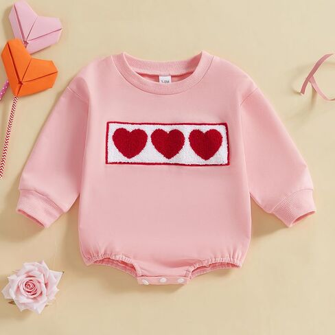 Kayotuas Baby Girl Christmas Outfit Pink Santa Embroidered Sweatshirt Romper Long Sleeve Bodysuit Jumpsuit Cute Fall Clothes in Saudi Arabia