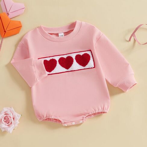 Kayotuas Baby Girl Christmas Outfit Pink Santa Embroidered Sweatshirt Romper Long Sleeve Bodysuit Jumpsuit Cute Fall Clothes in Saudi Arabia