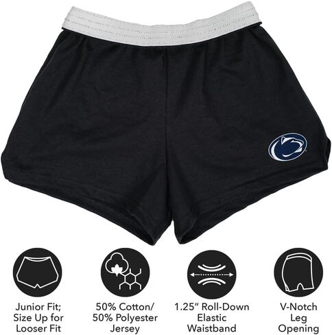 Official Collegiate Primary Logo Womens Soffe Short, Elastic Fold Over Waist Shorts, Junior Fit in Kuwait