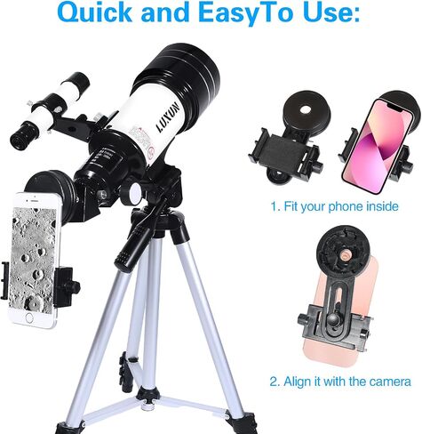 Astronomical Refracting Telescope,MLABINYA 70mm Travel Telescope(15X-150X) Portable Telescope with Multilayer Broadband Coating Adjustable Tripod And Finderscope, Telescope for Adults & Kids &Beginner in Saudi Arabia