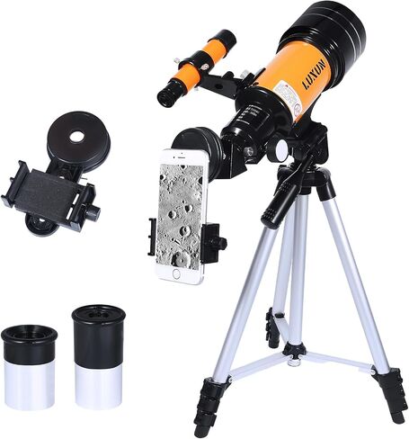 Astronomical Refracting Telescope,MLABINYA 70mm Travel Telescope(15X-150X) Portable Telescope with Multilayer Broadband Coating Adjustable Tripod And Finderscope, Telescope for Adults & Kids &Beginner in Saudi Arabia