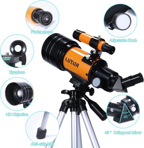 تلسكوب انكسار فلكي، تلسكوب سفر MLABINYA 70 مم (15X-150X) تلسكوب محمول مع طلاء متعدد الطبقات واسع النطاق وحامل ثلاثي قابل للتعديل ومنظار مكتشف، تلسكوب للبالغين والأطفال والمبتدئين in Kuwait