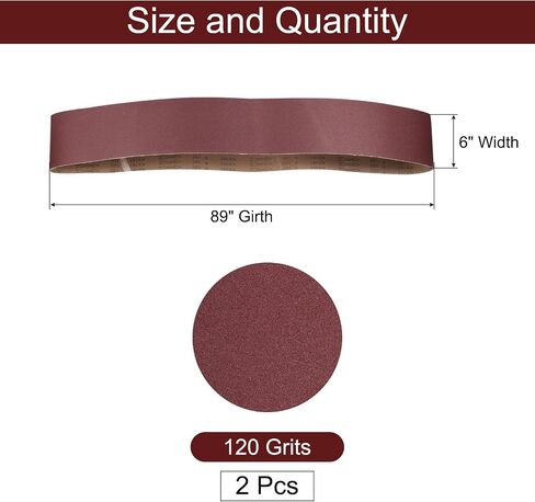 uxcell 2pcs 6" x 89" Sanding Belts 80 Grits Aluminum Oxide Abrasive Belt Sander Paper Sanding Papers for Metal Wood Grinding Polishing, Reddish Brown in Saudi Arabia