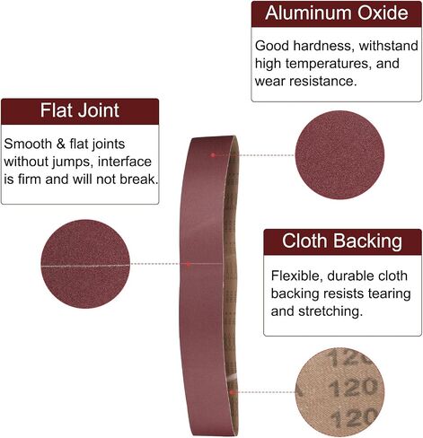 uxcell 2pcs 6" x 89" Sanding Belts 80 Grits Aluminum Oxide Abrasive Belt Sander Paper Sanding Papers for Metal Wood Grinding Polishing, Reddish Brown in Saudi Arabia