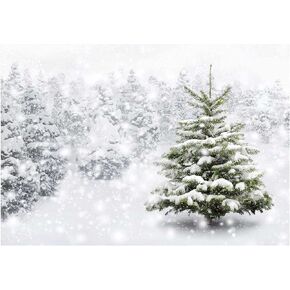 Allenjoy Christmas Backdrop 7x5ft Natural Winter Forest Snowflake Snowfall Background for Photography White Snow Tree Home Party Decoration Photo Booth Props
