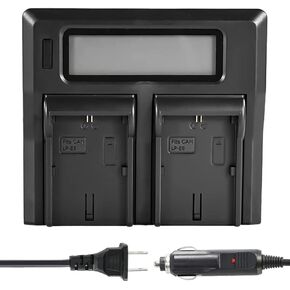 DSTE LP-E6 LP-E6N LP-E6NH Dual Slot Charger with LCD Display Compatible with Canon EOS 90D 80D 70D 60D 60DA 7D Mark II 7D 6D Mark II 6D 5D Mark IV 5D Mark III 5D2 5DS 5DS R R5 R6 DSLR Cameras LC-E6