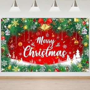 Merry Christmas Backdrop 6x4 ft Christmas Banner Red Green Christmas Photo Backdrop Jingle Bell Christmas Background Backdrop Christmas Party Decorations