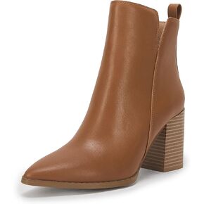 Womens Ankle Boots Cutout Pointed Toe Chunky Stacked Mid Heel Booties