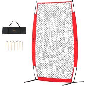 VEVOR L Screen Baseball for Batting Cage, 7x7 ft Baseball & Softball Safety Screen, Body Protector Portable Batting Screen with Carry Bag & Ground Stakes, Baseball Pitching Net for Pitchers Protection