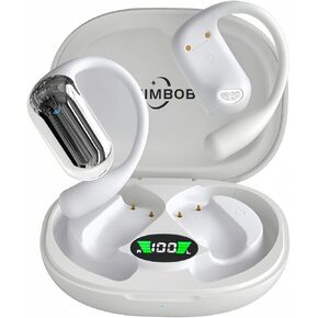 Open Ear Headphones Air Conduction Earphones Wireless Bluetooth 5.4 Earbuds with Mic Earhooks 50H Playtime Digital Display Over Ear Sport Headset for Running, Fitness, Yoga, Work (Black)