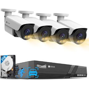 12MP PoE Security Camera System for Business, 2-Way Audio Talk, Person Vehicle Detection & Smart Color Night Vision, 16 Channel NVR 4TB HDD, 8Pcs 12MP Wired IP Bullet Cameras IP67, LY37EYAM1608