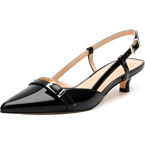 Women's Pumps, Closed Pointed Toe Slingback Heels, Ankle Strap Buckle Fashion Kitten Heel Shoes for Women Dress Party Wedding