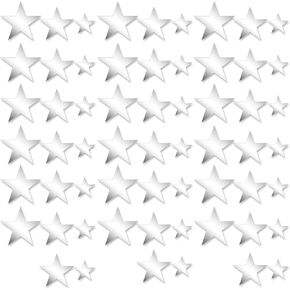 60pcs Star Decals for Walls,Star Wall Stickers,Acrylic Star Mirror,3 Different Shapes of Star Decals,3D Wall Art with Adhesive for Baby Kids Bedroom Wedding Birthday DIY Wall Decor (Silver)