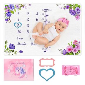 بطانية مايلستون للأطفال، بطانية مايلستون الشهرية للفتيات الصغيرات، فلانيلة من القطن العضوي الناعم، مثالية لاستحمام الطفل in Kuwait