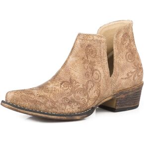 ROPER Womens Beige Faux Leather Ava Laser Ankle Boots 11