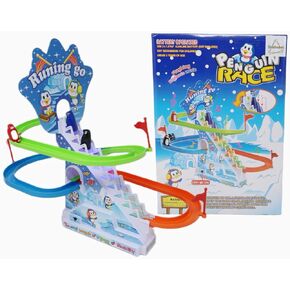 Musical Fun Penguin Chasing Track Game, Playful Roller Coaster Toys for Toddlers and Kids, Playset with Flashing Light,On and Off Music Switch, Stair Climbing Penguins Set for Kids 3+