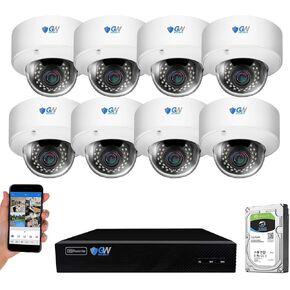 GW Security 8 Channel 4K NVR 5MP H.265 Video & Audio AI Human Vehicle Security Camera System - 8 x Dome 5MP 1920P Weatherproof 2.8-12mm Varifocal Zoom IP PoE Cameras, Pre-Installed 2TB Hard Drive