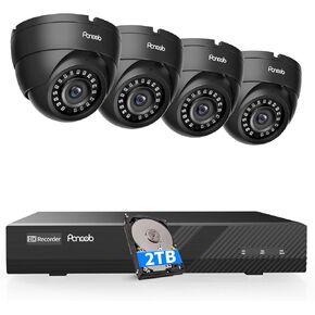 Home Camera Security System, 4X 5 Megapixel Wired IP Dome Turret Cameras with Person Detection for 24/7 Recording, Built-in Mic, Remote Access, 4K 8CH(Channel) NVR 2TB HDD, PD94CA30408-5M