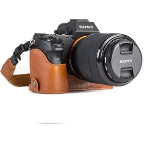 MegaGear Sony Alpha A7S II, A7R II, A7 II Ever Ready Leather Camera Half Case and Strap, with Battery Access - Black - MG1123