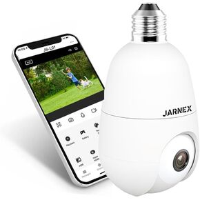 4MP Bulb Home Security Camera - 5G & 2.4GHz WiFi, 360° Wireless Outdoor/Indoor, Color Night Vision, 2-Way Audio, Siren Alarm, Compatible with Google and Alexa (2 Pack)