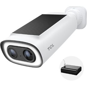 TCL 2K Solar Security Camera Cam B1, Wireless Outdoor Wi-Fi Camera, Solar-Powered with Removable Battery, Color Night Vision, Waterproof, Compatible with Alexa, Ideal for Home Security