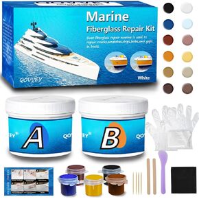 Marine Fiberglass Repair Kit for Boats - Fiberglass Gelcoat Boat Repair Kit, Quickly Fix Holes, Chips, Cracks, Pits, Scratchs, Dents,Gouges (4 oz, Multi Color Matching)