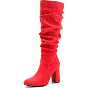 المرأة حذاء برقبة للركبة مثير أشار تو كتلة مكتنزة أحذية عالية الكعب الجانب سستة مطوي جلدية أحذية طويلة in Kuwait