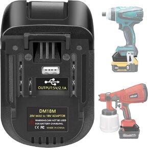 Battery Adapter Compatible with Dewalt 20V MAX Battery and Compatible with Milwaukee M18 18V Battery Covert to Makita 18V Battery, with USB Fast Charging Ports (Battery not Included)