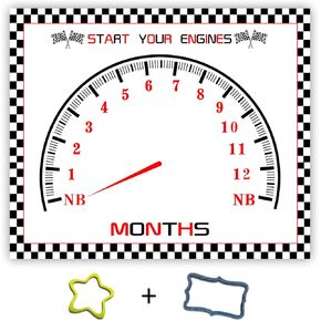 Racing Theme Baby Monthly Milestone Blanket, 48x40in Race Car Speedometer Blanket Soft Flannel Large Size Newborn Gift Baby Shower,Nursery Decor Baby 1 to 12 Months Growth Chart Blanket BTZZTE1