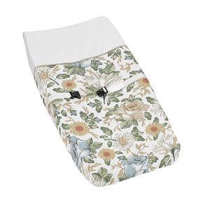Sweet Jojo Designs Vintage Floral Blue Yellow Girl Baby Changing Pad Cover for Nursery - Slate Green Gold Orange Taupe Beige Shabby Chic Rose Flower Boho Bohemian Farmhouse Roses Wildflower Botanical
