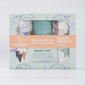 Muslin Swaddle Blankets for Baby, 3 Pack, Floral and Solid Patterns (Aqua)