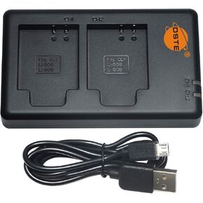 DSTE Replacement for Rapid Dual Battery Charger with Micro USB Cable Compatible Olympus LI-50B LI-90B Battery