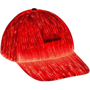 Unisex LED Hat, 7 Colors Baseball Cap Light Up with Fiber Optic Luminous USB Charge Costume Party Hat for Men Women (White)