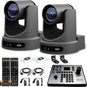 PTZOptics 2 x Move SE PTZ Camera with 30x Optical Zoom (PT30X-SE-GY-G3) + PT-JOY-G4 Controller + 2 x Wall Mount