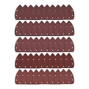 50pcs Mouse Sander Detail Sandpaper - [ 40-240 Grit, 3.5" x 5.5"] Triangle Hook and Loop Assorted Sanding Pads Sheet for Wood Furniture Polishing Use | 5 Hole, Aluminum Oxide