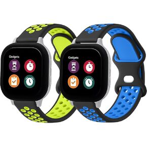 2 Pack Silicone Bands Compatible with Gizmo Watch 3 2 1/Gabb Watch 3 2 1/SyncUP Watch,Cosmo JrTrack 3/2 SE/2/JrTrack Band for kids,20mm Kid's Size Soft Breathable Waterproof Watch Band for Boys & Girls