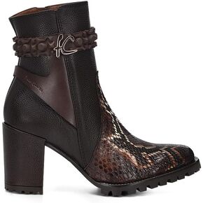 FRANCO CUADRA Women's Bootie in Genuine Python Leather Brown Chocolate 6G0PBRS