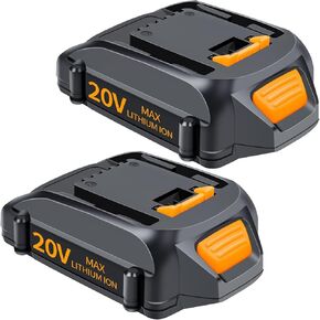 3.0Ah WA3525 Battery Replacement for Worx 20V Battery WA3520 WA3575 WG151s WG155s WG251s 20Volt Rechargeable Lithium Batteries (2Pack)