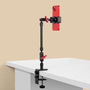 Magic Arm with Clamp, Long Articulating Arm Camera Mount, Adjustable Phone Mount Holder 360° Rotation, Mic Arm for Microphone, LED Lights, for Phone, Tripod, Desk, Table