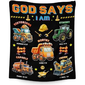 Construction Truck Blankets for Boys - Plush Cozy Colorful Throw Blanket - 40"x50" Inches Crib Size Blanket for Sofa & Decorative - Cute Blanket Throws Gift