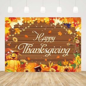 Fall Happy Thanksgiving Backdrop for Photography Fall Harvest Give Thanksgiving Photo Background Supplies Thanksgiving Board Light Fruits Pumpkin Decorations Banner Photo Booth Props