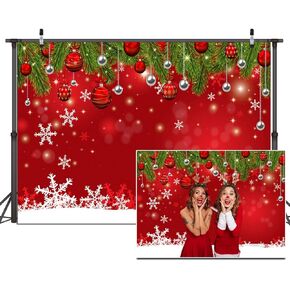 Dudaacvt 10x8ft Snowflake Christmas Backdrop for Winter New Year Eve Photography Family Party Birthday Glitter Bokeh Sparkle Red Merry Xmas Background Baby Shower Decoration D336