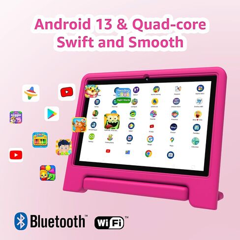 ApoloSign Kids Tablet, 10-inch Tablet for Kids, Android 13 Toddler Tablet with Shockproof Case-Stand, 128GB Expansion, 5-7 hr Battery, WiFi,GMS, Parental Control, Kids App Pre-Installed (Blue) in Saudi Arabia